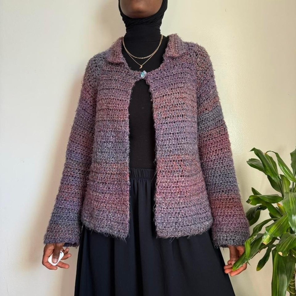 Vintage Handmade Fairycore Crochet Ombré Cardigan fits‎ like M/L